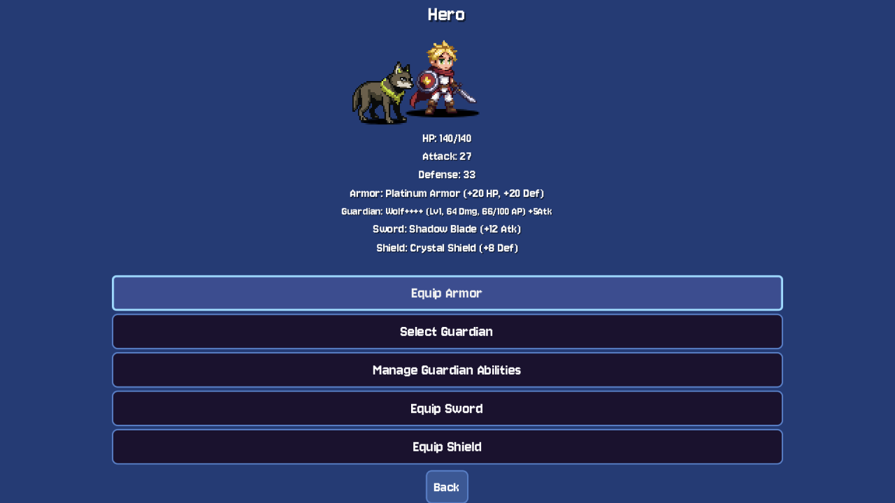 Equipment Screen